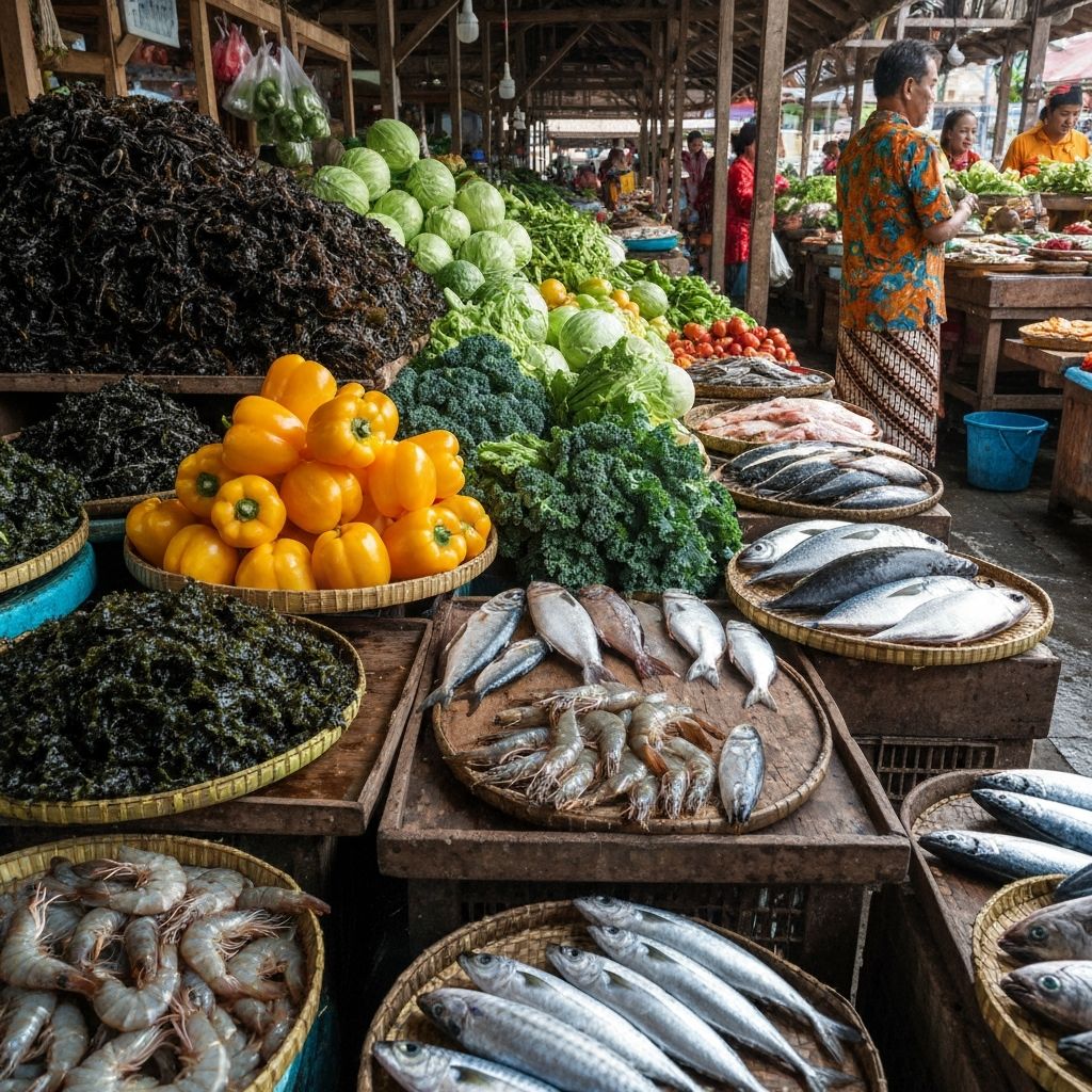 Island dietary foods in traditional Indonesian market